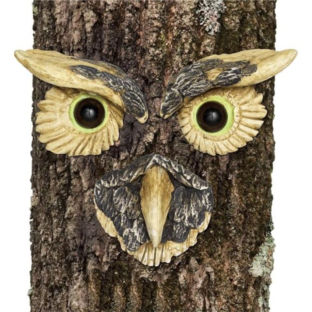 'Owl Face' Tree Hugger - Yard Decoration - Whimsical Tree Sculpture – Outdoor